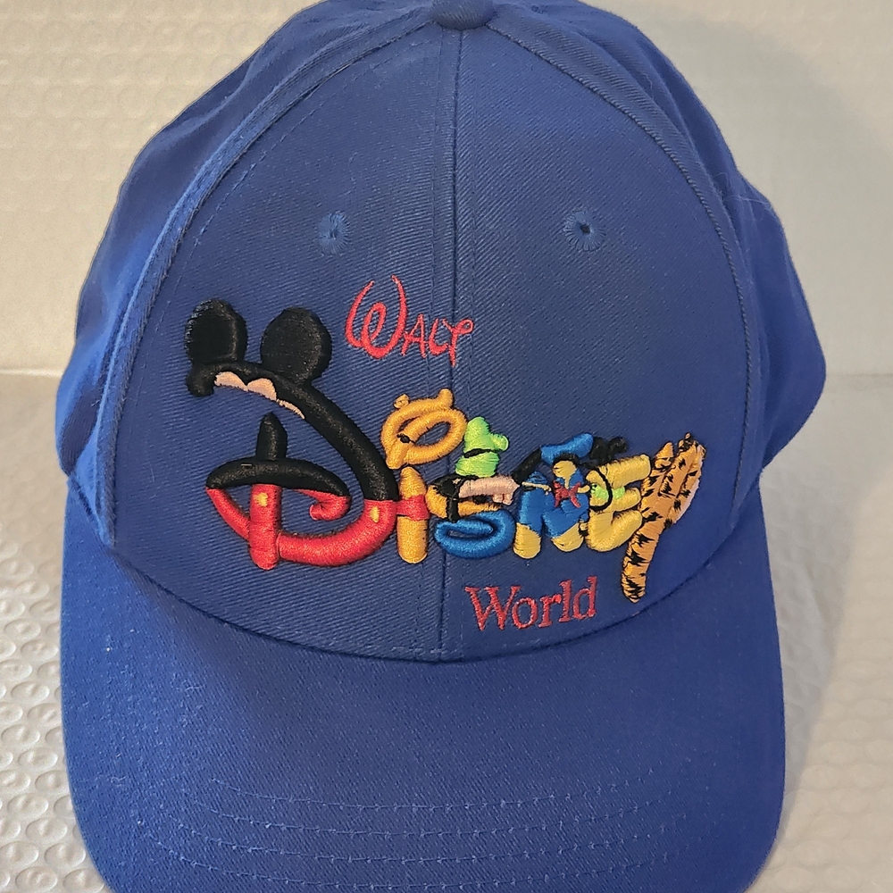 Disney Royal Blue Mickey Mouse Logo Cap With Characters